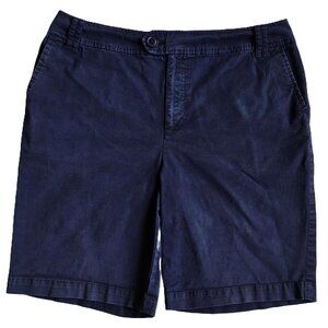 ST. JOHN’S BAY Stretch Chino High Waist Bermuda Shorts, Navy Blue Women's 10